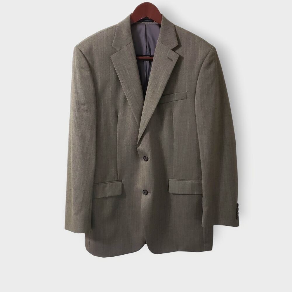 Lauren Ralph Lauren Mens Herringbone Wool Blazer Jacket Brown Sz 42L Career